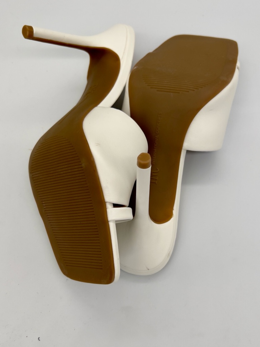 INC International Concepts White Open-Toe Slide Mules with Toe Loop - Picture 7 of 7
